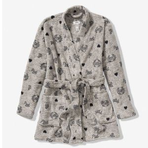 Victoria's Secret PINK Cozy Robe Heather Logo Love